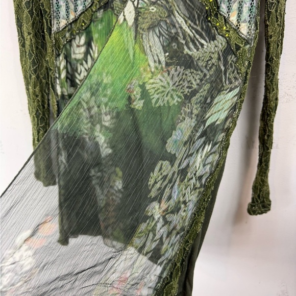 Vintage Alberto Makali Size M Whimsigoth Forest Fairy Lace Fly Away Chiffon Top - Picture 6 of 10